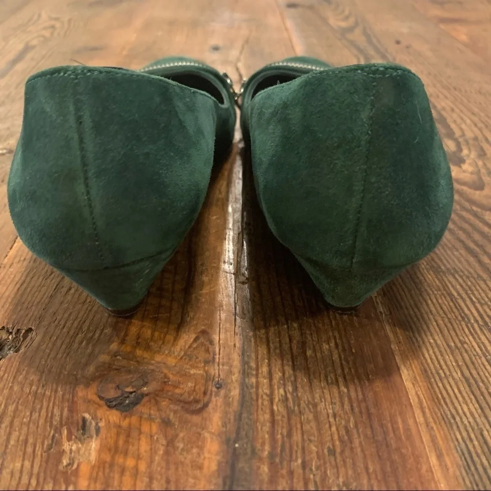 Butter Of Italy Forest Green Suede Ballet Flats Wedge Italian Suede Zipper